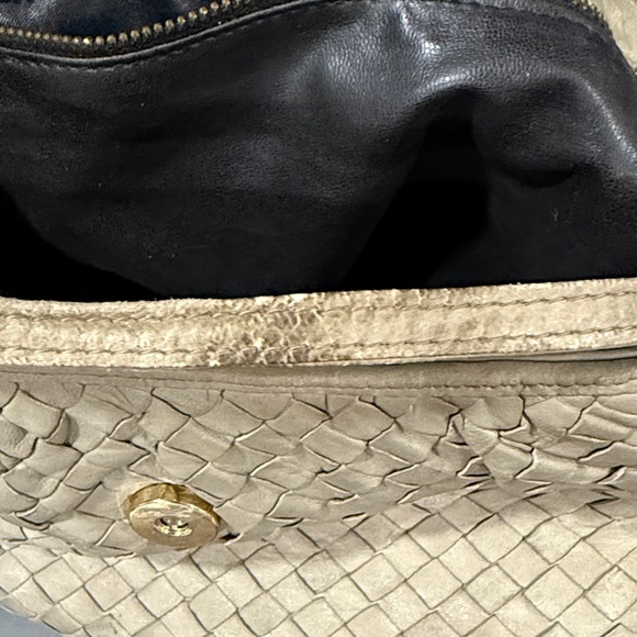 Vintage Bottega Veneta Intrecciato Woven Small Crossbody Bag in Taupe/Beige